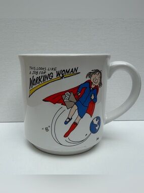 Vintage 80s Recycled Paper Products Working Woman Coffee Mug Feminist Retro